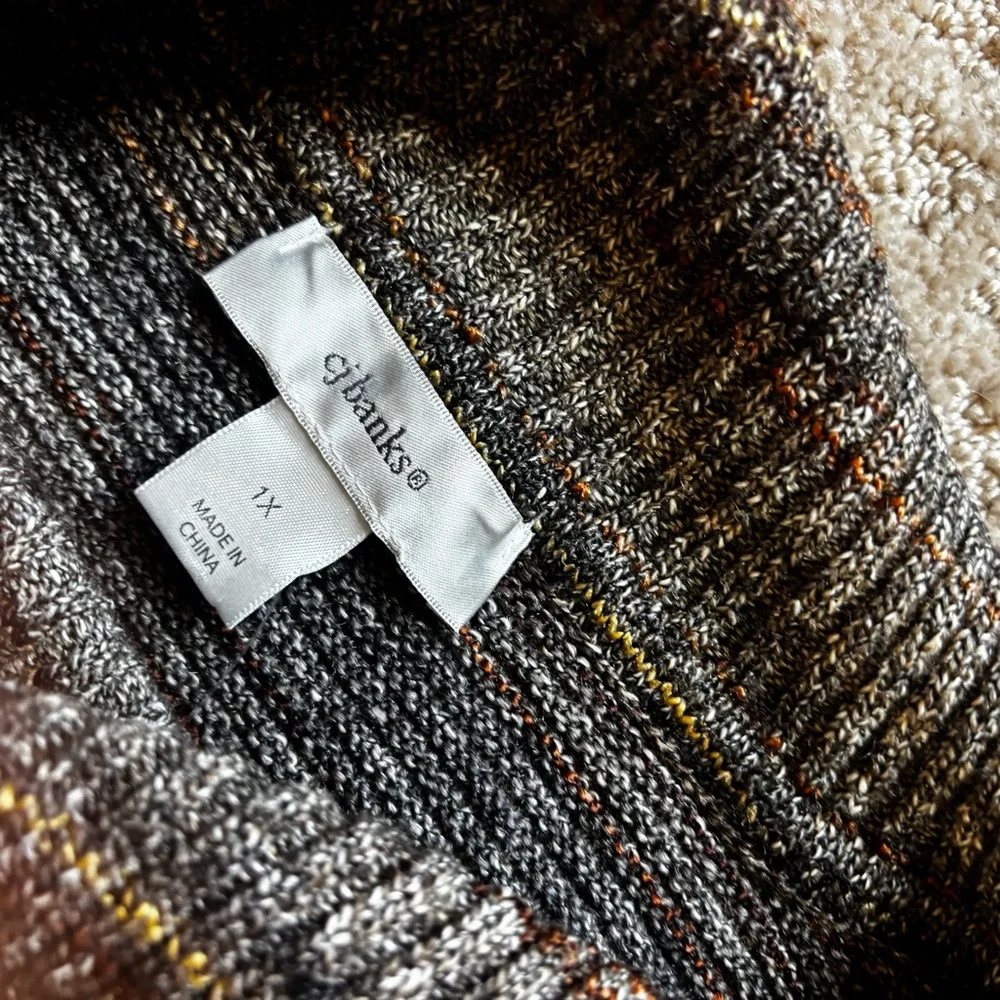 CJ Banks Neutral Multicolor Cowl Neck Sweater size 1x - Picture 10 of 11